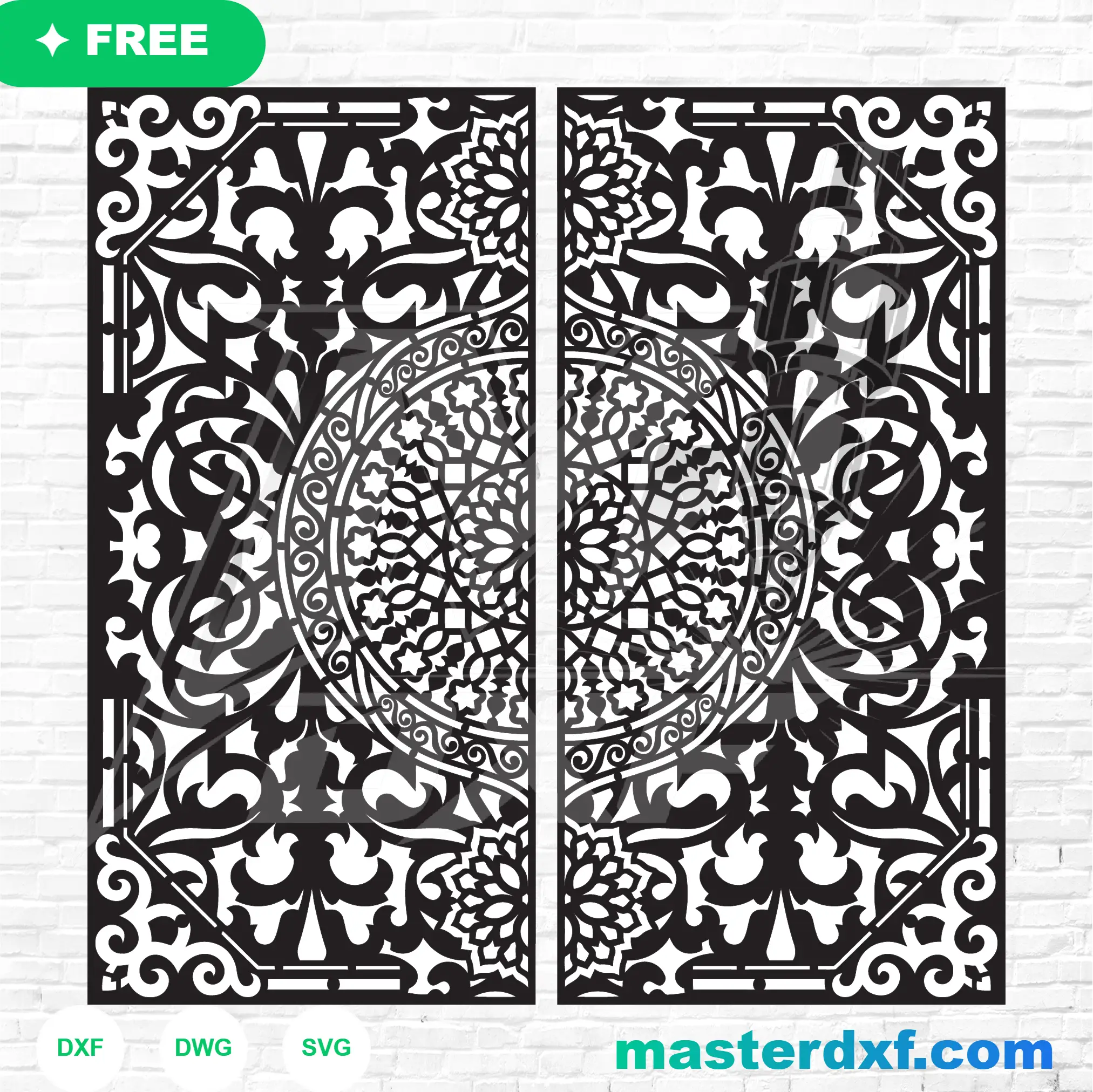 Traditional Ornamental Medallion Gate Template for Laser Cutting DXF File